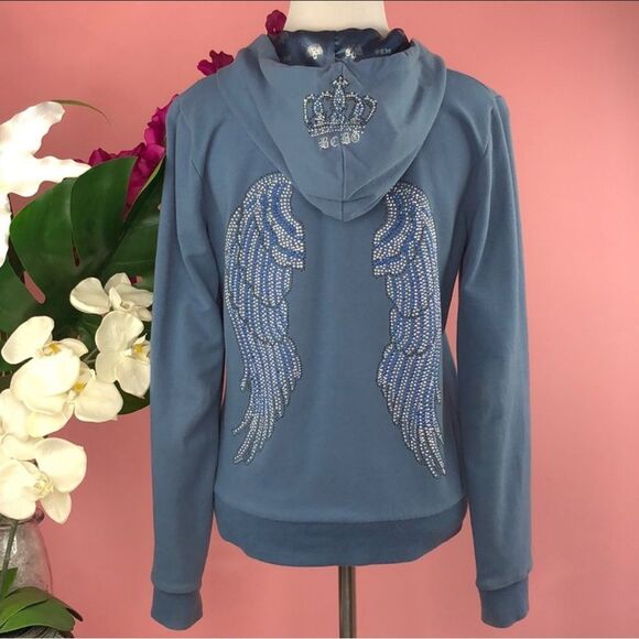 BCBGMaxAzria Blue Angel Wing Cotton Zip Hooded Jacket - Picture 2 of 15